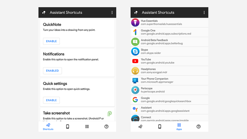 Assistant Shortcuts.